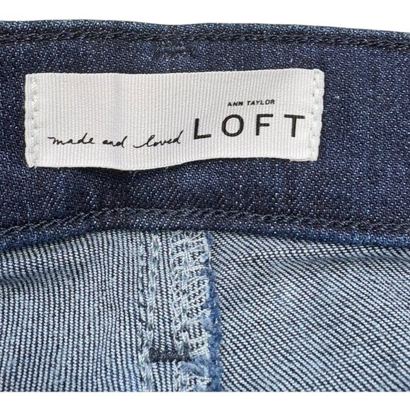 Loft Ann Taylor Dark Wash Mid Rise Stretch Flare Jeans - Picture 4 of 10